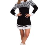 czarna świąteczna sukienka swetrowa z obniżoną talią