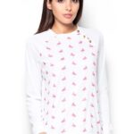 bluza z wzorzystym przodem we flamingi