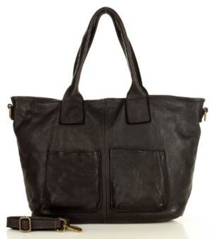 czarna torebka skórzana shopper bag
