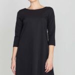 czarna asymetryczna sukienka z plisami