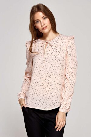 bluzka z falbankami na ramionach - wzór różowa