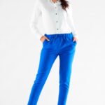 casualowe spodnie ze ściągaczem - niebieskie