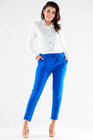 casualowe spodnie ze ściągaczem - niebieskie
