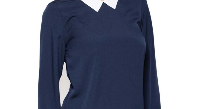 niebieska stylowa kobieca bluzka 2 w 1