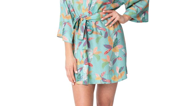 kimonowy szlafrok z florystycznym printem – model 3