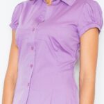 elegancka koszula z krótkim rękawem - fioletowa