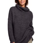 damski sweter oversize z golfem - antracyt