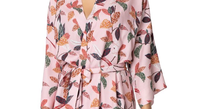 kimonowy szlafrok z florystycznym printem – model 1