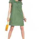 luźna sukienka z krótkim rękawem - zielona