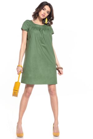 luźna sukienka z krótkim rękawem - zielona