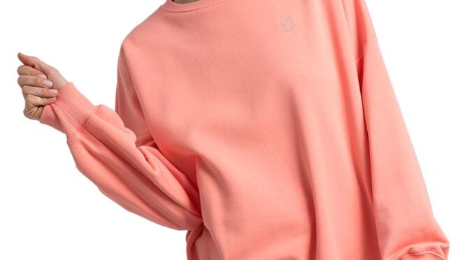 oversizowa bluza z logo wilka – koralowa
