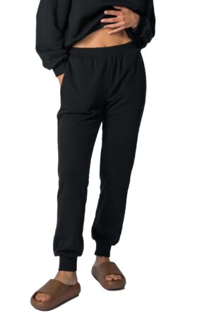 dresowe spodnie ze ściągaczami - czarne