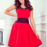 czerwona efektowna rozkloszowana sukienka z tiulem