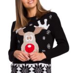 czarny świąteczny sweter z reniferem
