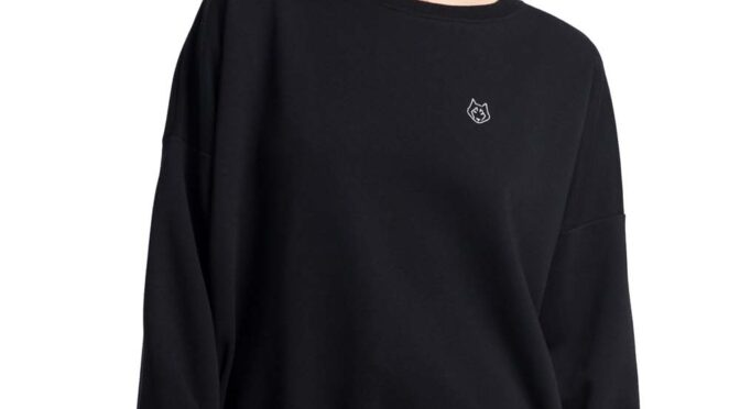 oversizowa bluza z logo wilka – czarna