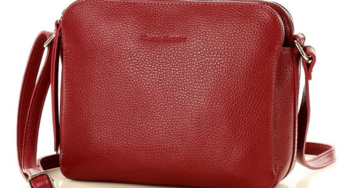 marco mazzini torebka skórzana crossbody listonoszka dwie komory czerwony chili