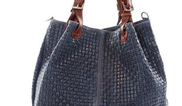 granatowa włoska torebka typu shopper – carina treccia