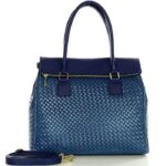 elegancka biznesowa torebka kuferek- niebieski