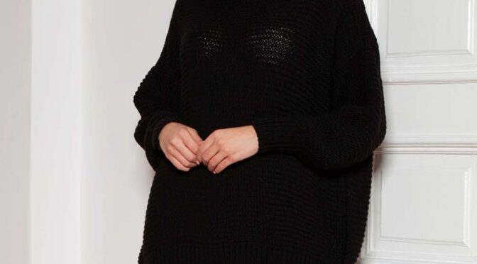 oversizowy sweter z luźnym golfem – czarny