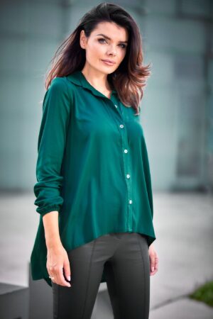 elegancka koszula z dłuższym tyłem - zielona