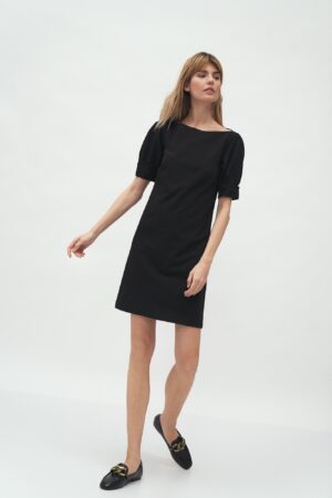 krótka sukienka z bufkami - czarna