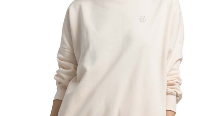 oversizowa bluza z logo wilka – waniliowa