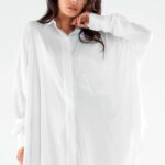 koszula oversize z wydłużonym tyłem - biała