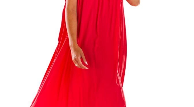 fuksja luźna maxi sukienka na lato