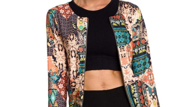 nowoczesna kurtko-bluza z kolorowym nadrukiem - model 3
