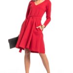 czerwona rozkloszowana sukienka w szpic