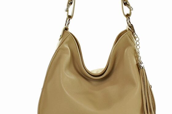 elegancka torba skórzana worek-beż taupe