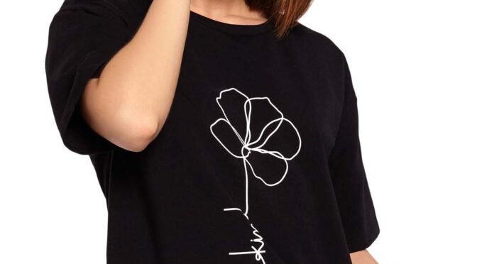 luźny t-shirt z nadrukiem – czarna