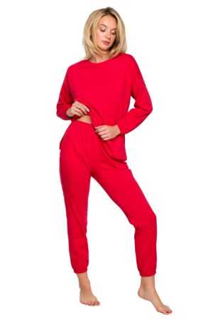 długie bawełniane spodnie do spania - czerwone