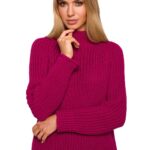 klasyczny sweter z półgolfem - różowy