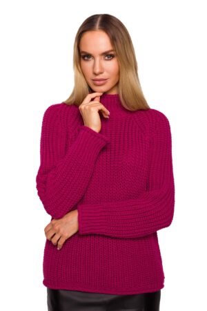 klasyczny sweter z półgolfem - różowy