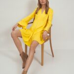 lekka sukienka z falbankami - żółta