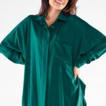 koszula oversize z wydłużonym tyłem - zielona