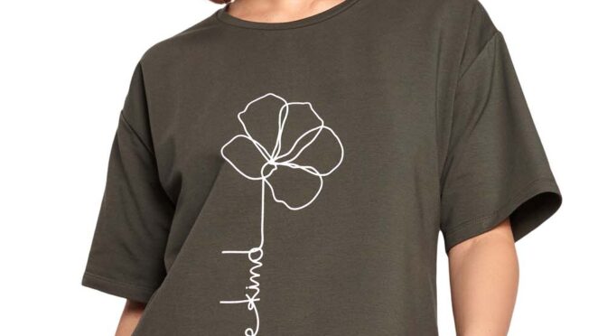 luźny t-shirt z nadrukiem -  zielona